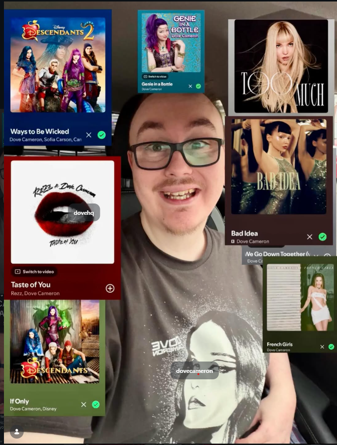DovelyTom surrounded by Dove Cameron music on Spotify