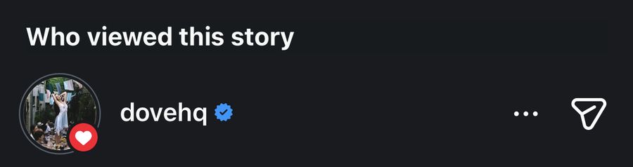 Instagram story viewer list showing verified account dovehq viewed and liked a DovelyTom story